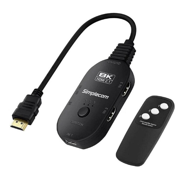 (Carton Damaged) Simplecom CM353 3-Port HDMI 2.1 Switch 3-1 Out Splitter [CM353-DB]