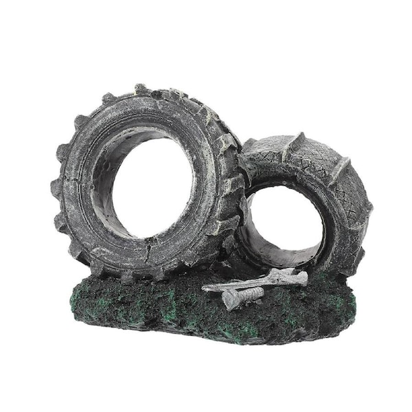Aquarium Ornament Double Tire Aged Style Decoration for Fish Tank Landscape Home