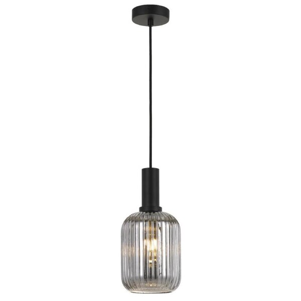 Bonura Modern Pendant Hanging Lamp Light Glass Black Smoke Ribbed