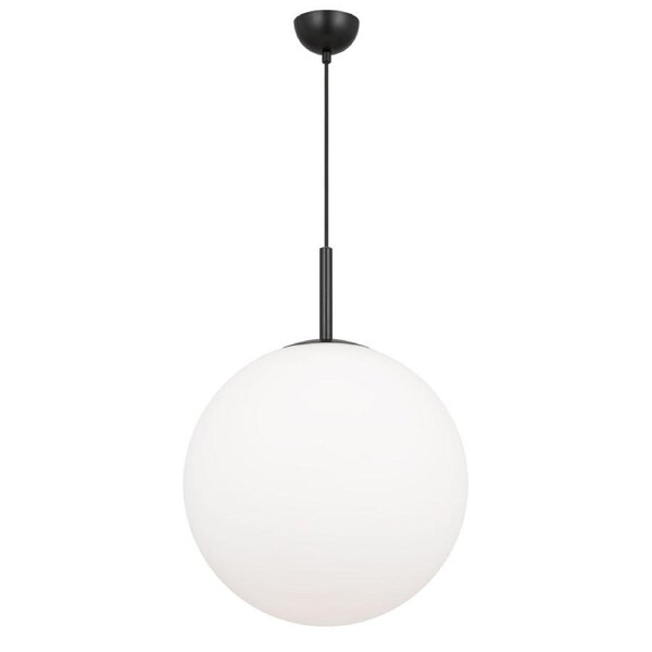 Bally Modern Pendant Hanging Lamp Light Glass Metal Black Opal Matt