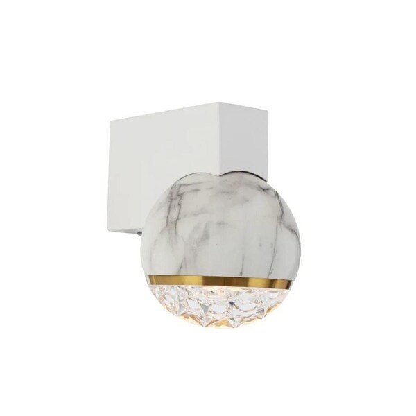 Oneta Modern Wall Lamp Light Metal Acrylic Clear White White Marble