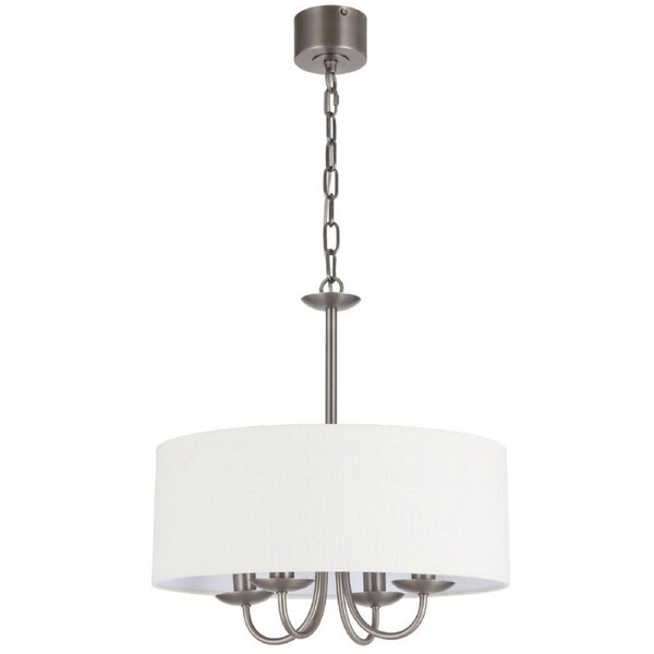 Shiron Contemporary Pendant Hanging Lamp Light Metal Fabric Nickel Ivory Matte Plated