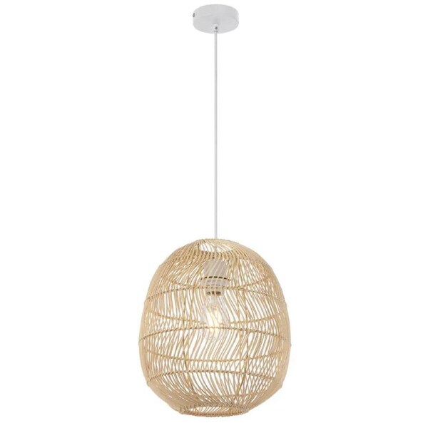 Rana Modern Pendant Hanging Lamp Light Metal Rattan Natural White