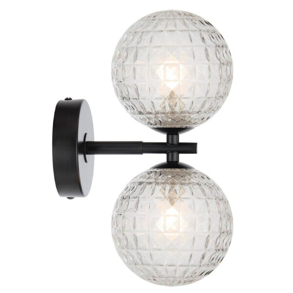 Felton Modern Wall Lamp Light Glass Metal Black Clear Matte