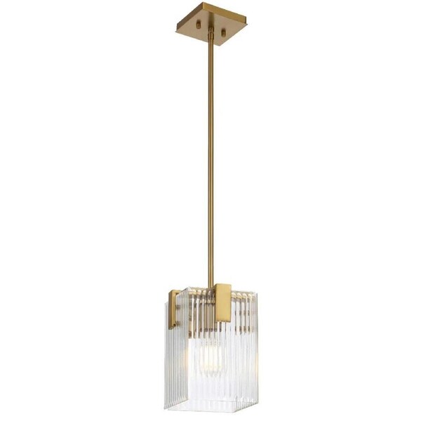 Pelion Modern Pendant Hanging Lamp Light Metal Glass Antique Gold Clear Polished