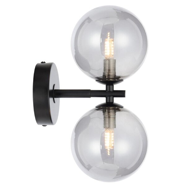 Felton Modern Wall Lamp Light Glass Metal Black Smoke Matte