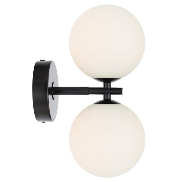 Felton Modern Wall Lamp Light Glass Metal Black Opal Matt Matte
