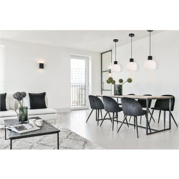 Nori Modern Pendant Hanging Lamp Light Glass Metal Opal Matt Black