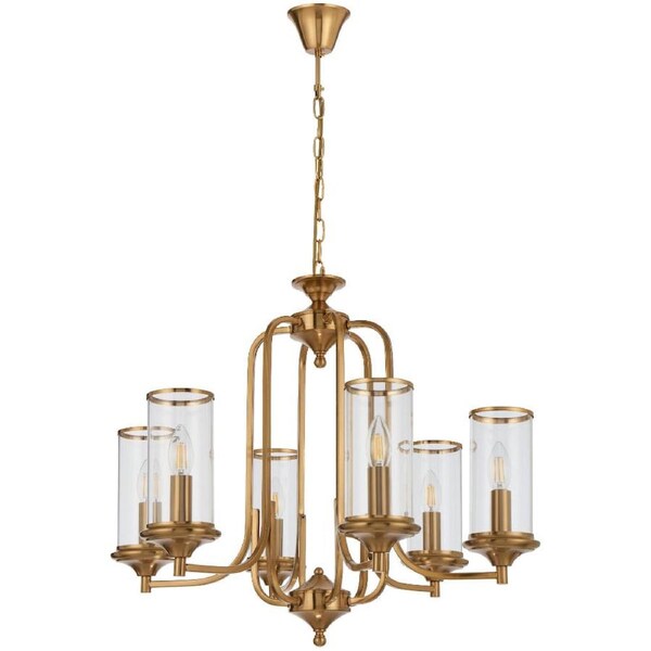 Velden Industrial Pendant Hanging Lamp Light Metal Glass Copper Clear Polished