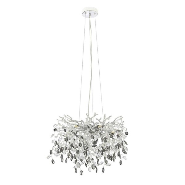 Molena Modern Pendant Hanging Lamp Light Aluminium Crystal Chrome Smoke Clear Gloss