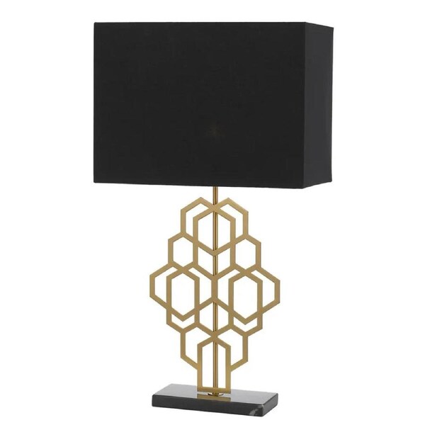 Akron Modern Table Desk Lamp Light Marble Metal Fabric Black Antique Gold