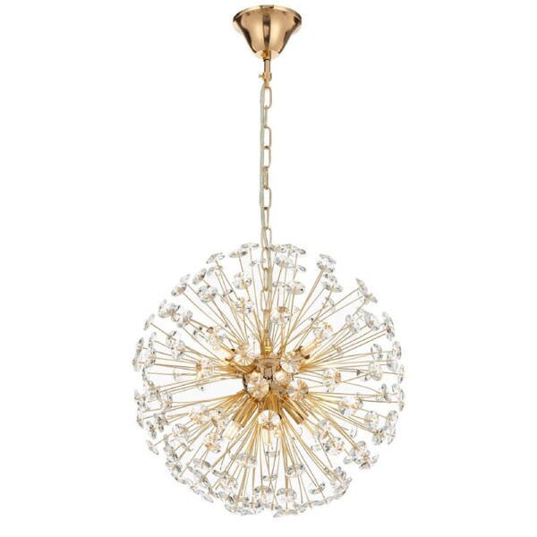 Lerida Modern Pendant Hanging Lamp Light Metal Crystal Gold Clear Gloss