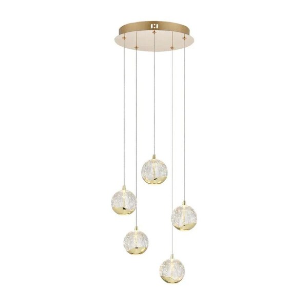 Segovia Modern Pendant Hanging Lamp Light Glass Stainless Steel Zinc Alloy Metal Gold Clear Gloss