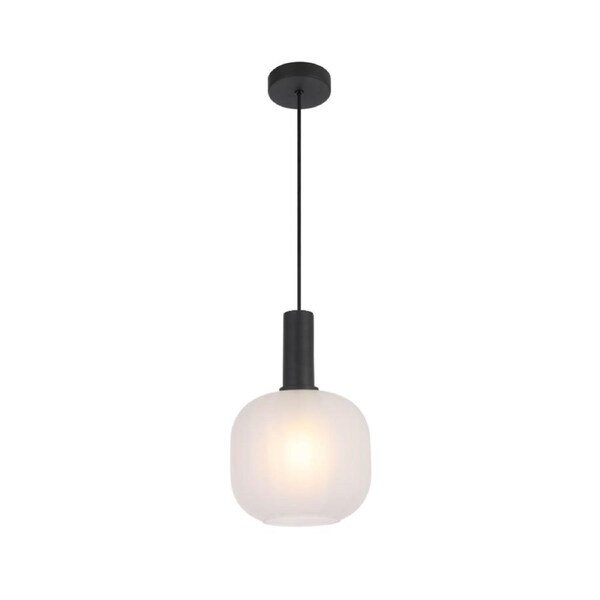 Aosta Contemporary Pendant Hanging Lamp Light Metal Glass Black Frost Matte Frosted