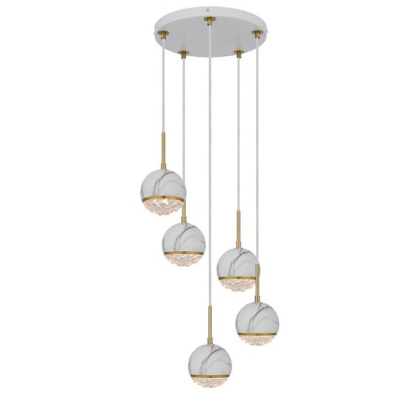 Oneta Modern Pendant Hanging Lamp Light Metal Acrylic White Marble Antique Gold Clear