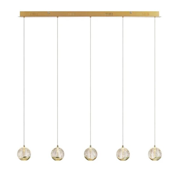 Segovia Modern Pendant Hanging Lamp Light Glass Stainless Steel Zinc Alloy Metal Gold Clear Gloss