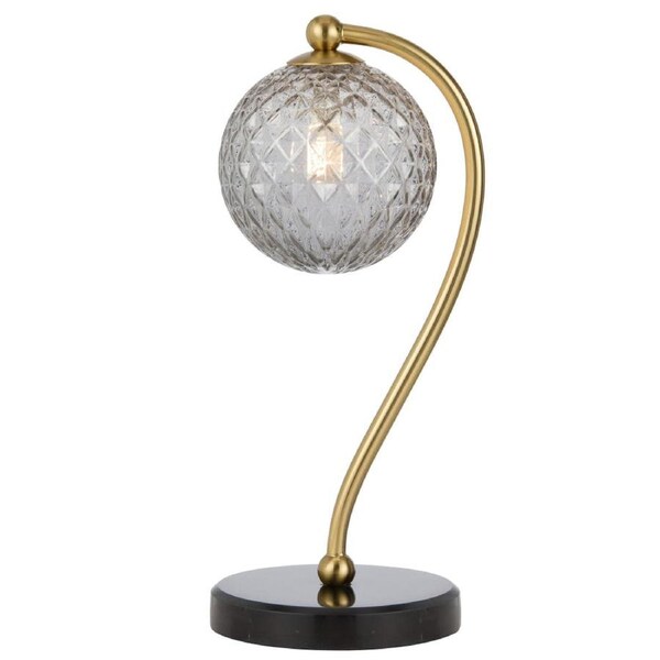Felton Modern Table Desk Lamp Light Glass Metal Antique Gold Black Marble Smoke Matte