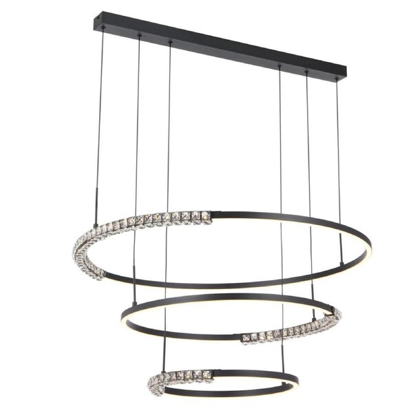 Brera Contemporary Pendant Hanging Lamp Light Metal Aluminium Crystal Silicon Black Sand