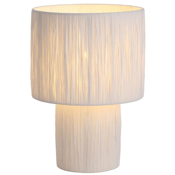 Nativa Modern Table Desk Lamp Light Metal Raffia White Natural