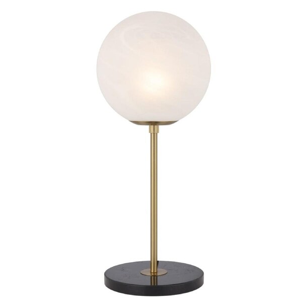 Oliana Contemporary Table Desk Lamp Light Metal Marble Glass Antique Gold Black Marble Alabastro