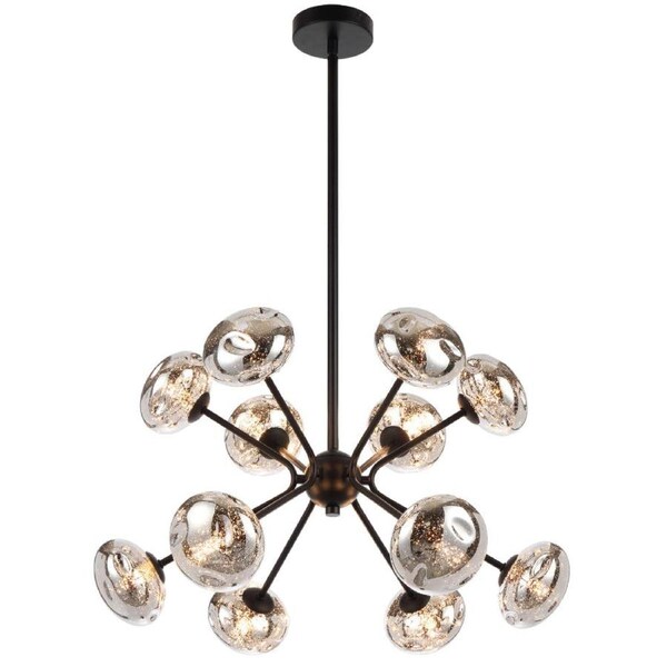 Varlin Contemporary Pendant Hanging Lamp Light Metal Glass Black Matte Mirror