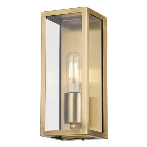 Arzano Modern Wall Lamp Light Solid Brass Glass Antique Brass Clear