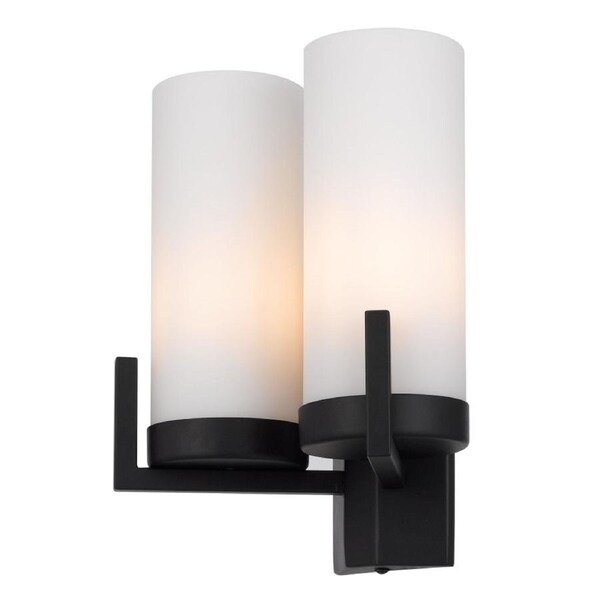 Eamon Modern Wall Lamp Light Metal Glass Black Opal Matt