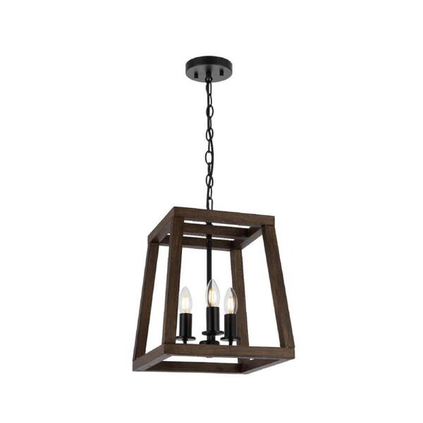 Dalton Modern Pendant Hanging Lamp Light Metal Wood Black Walnut Matte Wood Tones