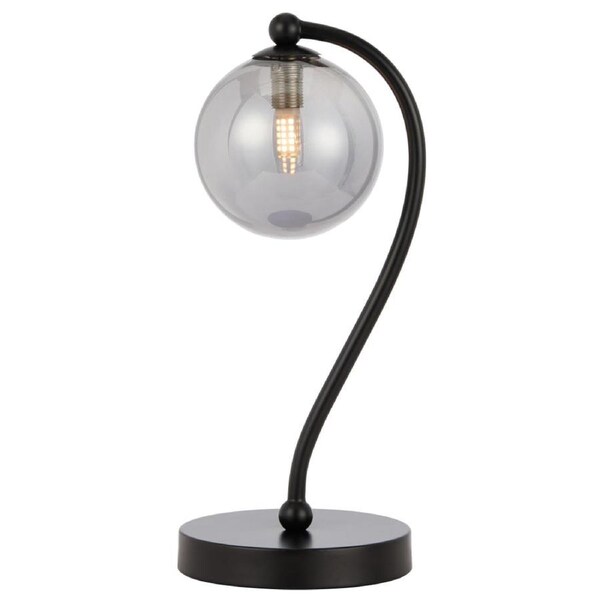 Felton Modern Table Desk Lamp Light Glass Metal Black Smoke Matte