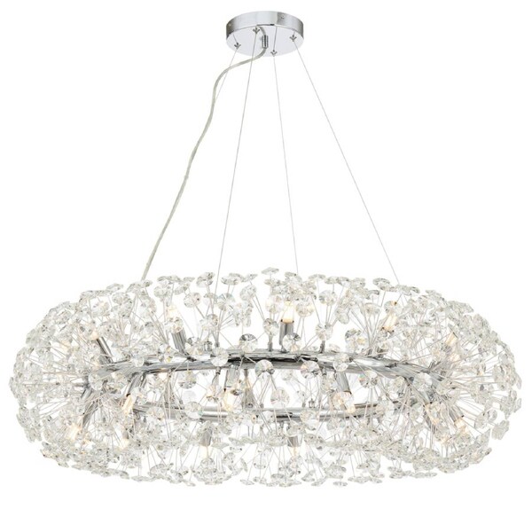 Lerida Modern Pendant Hanging Lamp Light Metal Crystal Chrome Clear Gloss
