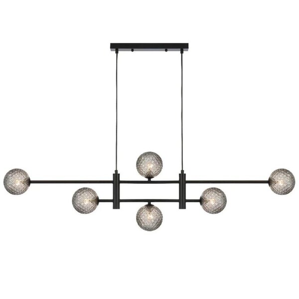 Tyson Modern Pendant Hanging Lamp Light Glass Metal Black Smoke Matte
