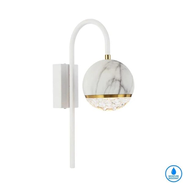 Oneta Modern Wall Lamp Light Metal Acrylic Clear White White Marble