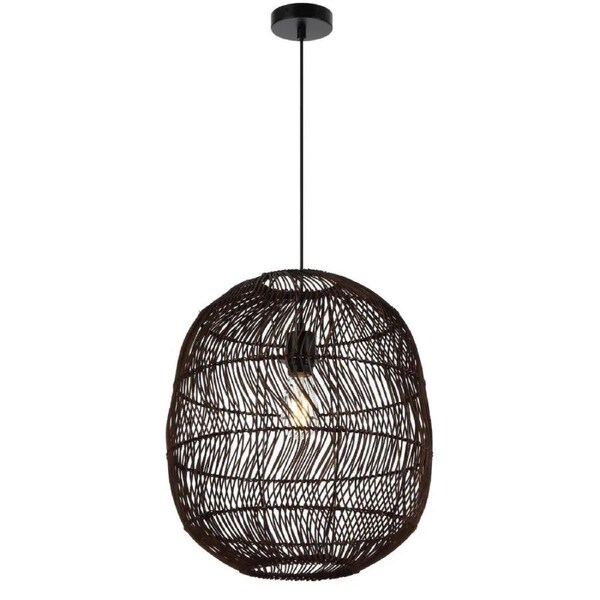 Rana Modern Pendant Hanging Lamp Light Metal Rattan Black Brown