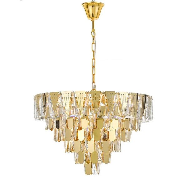 Valerie Contemporary Pendant Hanging Lamp Light Stainless Steel Crystal Gold Clear