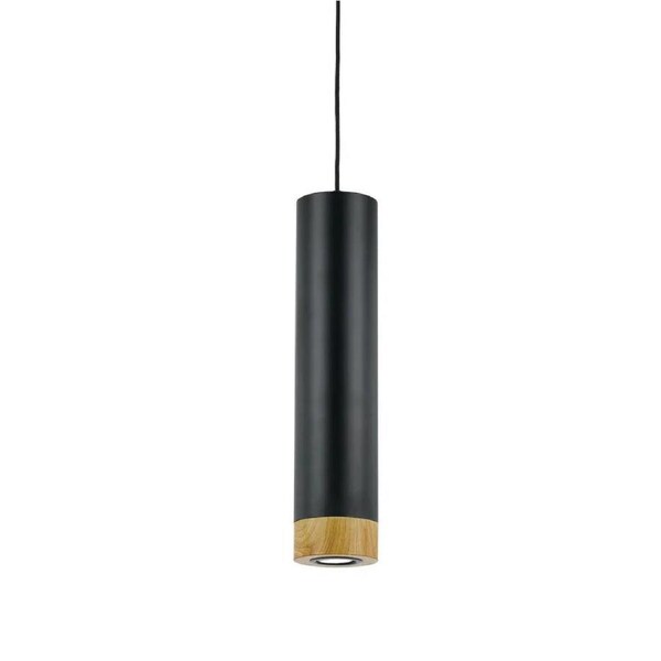 Dakota Contemporary Pendant Hanging Lamp Light Aluminium Black Oak