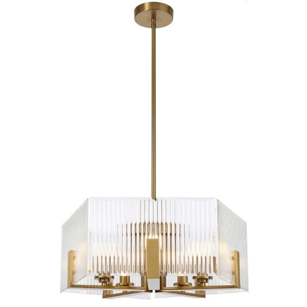 Pelion Modern Pendant Hanging Lamp Light Metal Glass Antique Gold Clear Polished