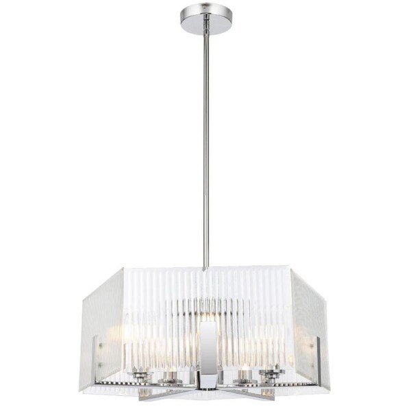 Pelion Modern Pendant Hanging Lamp Light Metal Glass Chrome Clear Polished Chrome
