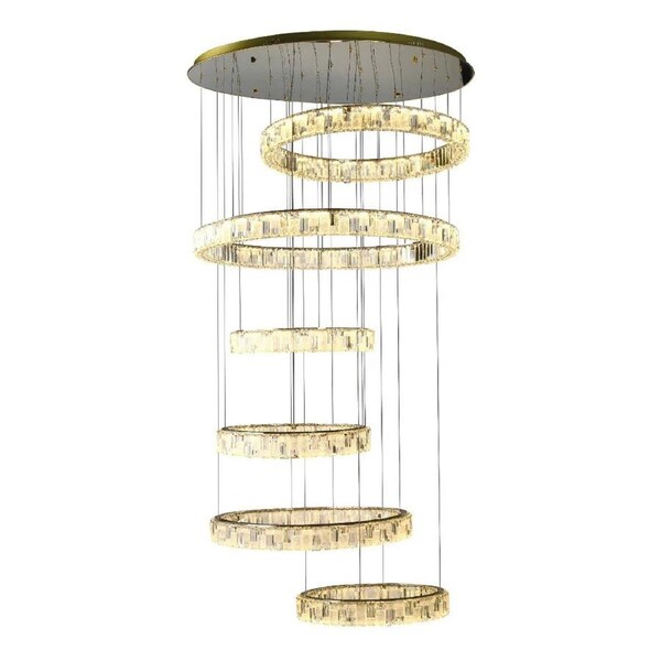 Rias Modern Pendant Hanging Lamp Light Crystal Stainless Steel Gold Gloss