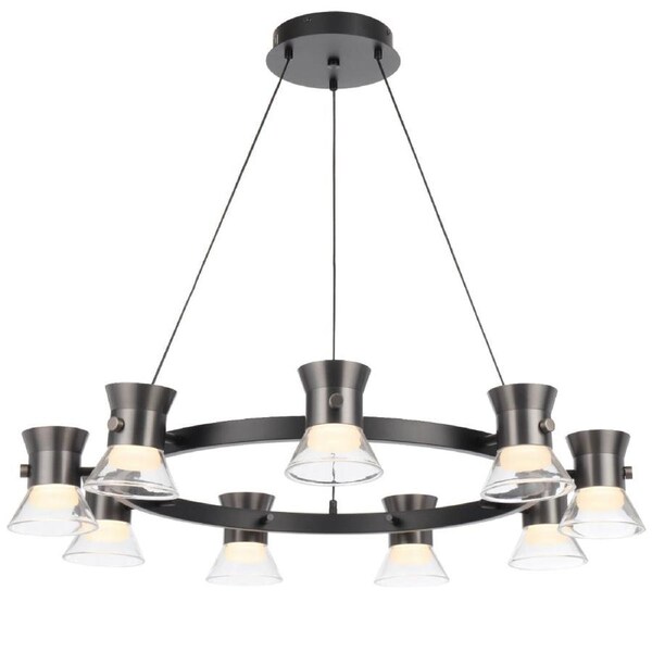 Tipico Contemporary Pendant Hanging Lamp Light Metal Glass Aluminium Gun Metal Matte