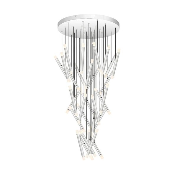 Milazo Contemporary Pendant Hanging Lamp Light Metal Acrylic Chrome Gloss