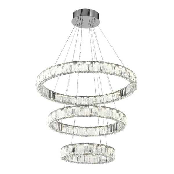 Rias Modern Pendant Hanging Lamp Light Crystal Stainless Steel Chrome Gloss