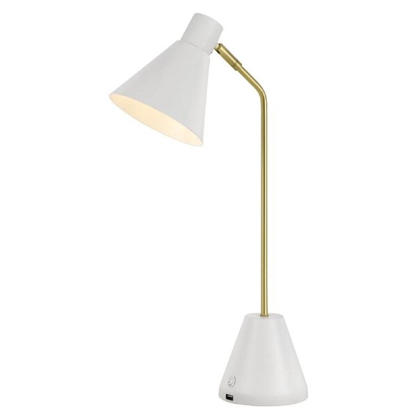 Ambia Modern Table Desk Lamp Light Metal Brass White Matte