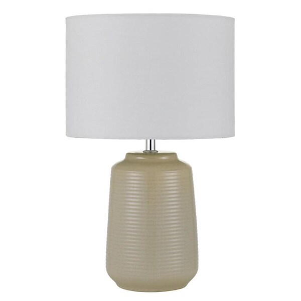 Anni Modern Table Desk Lamp Light Fabric Ceramic White Cream Gloss