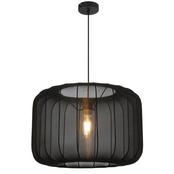 Jonsel Modern Pendant Hanging Lamp Light Fabric Metal Black