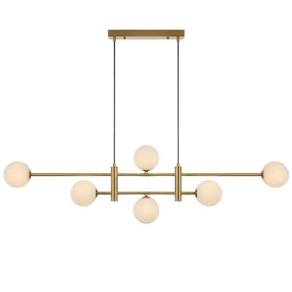 Tyson Modern Pendant Hanging Lamp Light Glass Metal Antique Gold Opal Matt Polished