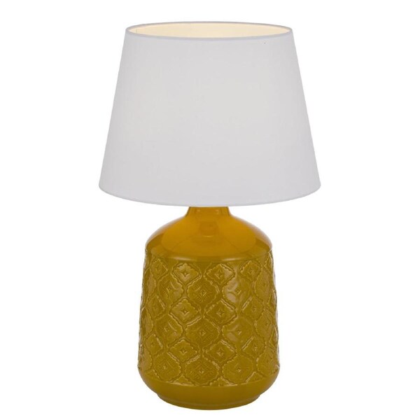 Baci Modern Table Desk Lamp Light Fabric Ceramic Butterscotch White Gloss