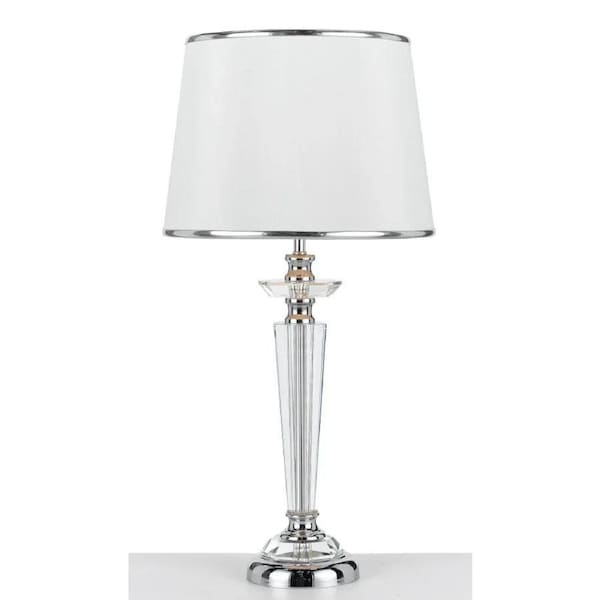 Diana Modern Table Desk Lamp Light Metal Fabric Acrylic Clear Chrome White