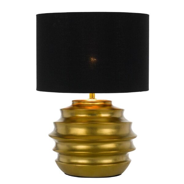 Aras Modern Table Desk Lamp Light Fabric Ceramic Black Gold Gloss