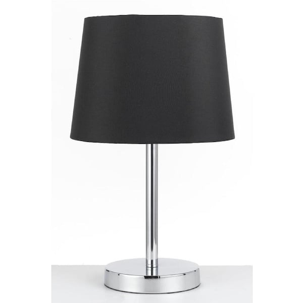 Adam Modern Table Desk Lamp Light Metal Fabric Black Chrome Polished