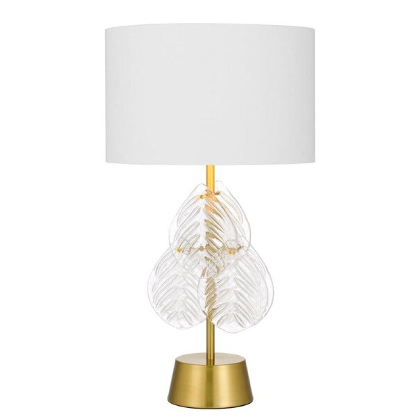 Melania Modern Table Desk Lamp Light Metal Fabric Clear White Gold